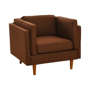 Atley Modern Upholstered High Sided Arm Chair with Solid Wood Legs - 1 of 4