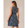 Allegra K Women's Floral Split Neck Drawstring Waist Sleeveless A-Line Summer Midi Dress - 4 of 4