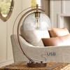 Possini Euro Design Modern Accent Table Lamp with USB Port Filament LED 22.5" High Bronze Metal Glass Dome Shade for Living Room Desk Bedroom - 2 of 4