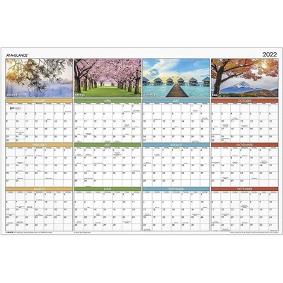AT-A-GLANCE 2022 24" x 36" Yearly Calendar Seasons in Bloom Multicolor PA133-22