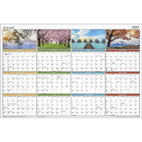 At-A-Glance 2022 24" X 36" Yearly Calendar Seasons In Bloom Multicolor Pa133-22 : Target