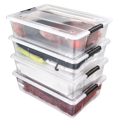 Sorbus 40qt Clear Underbed Stackable Storage Bins with Lids and Handles - Versatile storage for Clothing, Bedding, and more