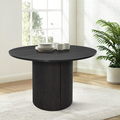 Dwen 46'' KD Manufactured Wood Foild with Grain Paper Round Top Pedestal Dining Table-Maison Boucle