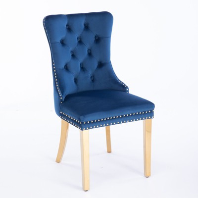NicBex Set of 2 Dining Chair Modern Tufted Chairs with Steel Legs Upholstered Velvet Fabric Dining Room Armless Chair Lounge