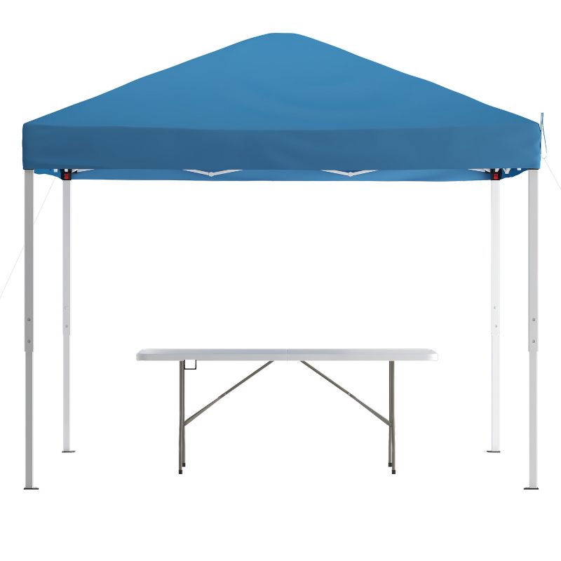 Flash Furniture 10'x10' Pop Up Event Canopy Tent with Carry Bag and 6-Foot Bi-Fold Folding Table with Carrying Handle - Tailgate Tent Set, 1 of 11