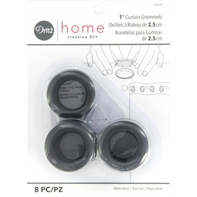 Dritz Set of 8 Home 1" Curtain Grommets Black: Plastic Sewing Fasteners, Eyelets, 2.5 cm, Grommet Kit