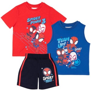 Spidey & His Amazing Friends Little Boys 3 Piece T-Shirt, Tank Top and Shorts Outfit Set - 1 of 4