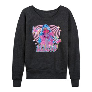 Women's - LOL Surprise! - Splash Beauty w/ Butterflies & Hearts Lightweight French Terry Wide Neck Long Sleeve Shirt - 1 of 4