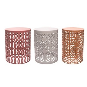 Transpac Metal 18 in. Multicolor Spring Punched Plant Stand Set of 3 - 1 of 2