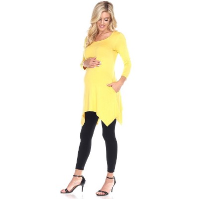 Maternity 3/4 Sleeve Kayla Tunic with Pockets - White Mark