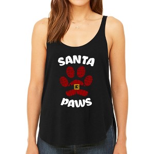 LA Pop Art Santa Paws - Women's Premium Word Art Flowy Tank Top - 1 of 4