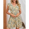 Women's Summer Swing Mini Dress Floral V Neck Short Sleeve Backless A-Line Flare Short Dress - 2 of 4