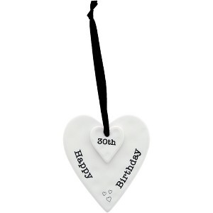 Pavilion Gift Company - Happy 30th Birthday - 3" Ceramic Keepsake Heart Plaque - Wall Sign Panels - 1 of 4