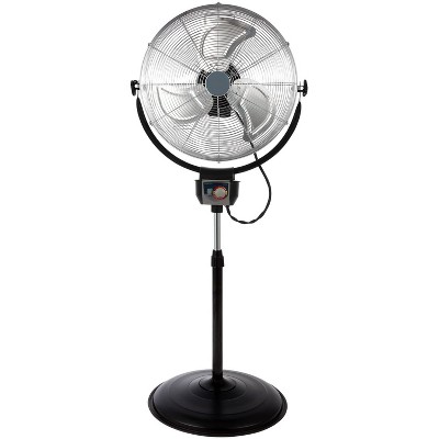 Optimus F-4205 20 Inch 3 Speed Standing 360 Degree Tilt 75 Degree Oscillating Industrial Home Floor Fan with Chrome Wire Grill