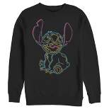 Men's Lilo & Stitch Bright Neon Outline Sweatshirt
