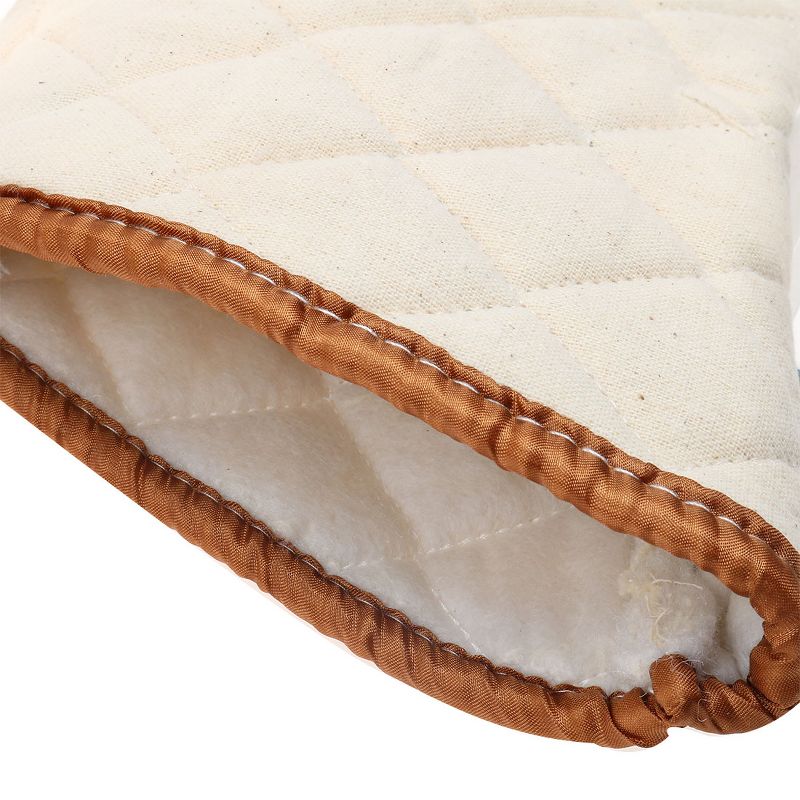 Unique Bargains Kitchen Bakery Heat Resistance Microwave Barbeque Baking Cotton Blends Oven Mitts 13.7"x5.9" Beige 1 Pair, 3 of 4