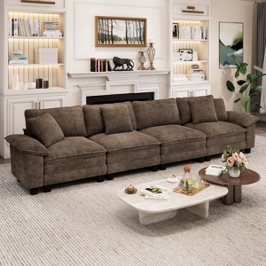 Captiva Designs 157.5-Inch Cloud Comfy Modular 4PC Sectional Sofa, Deep Seat Living Room Couch, Corduroy & Chenille Fabric - 1 of 4