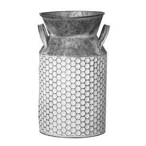 Vintiquewise 11-Inch Vintage Farmhouse Decorative Milk Bucket Vase - Rustic French Country Decor Jug with Handles - 1 of 4