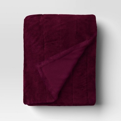 Channel Faux Fur Throw Berry - Threshold™