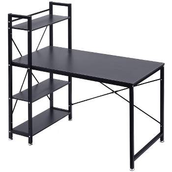 Comet Plus Hobby/Office/Sewing Desk with Fold Down Top, Height Adjustable  Platform, Bottom Storage Shelf and Drawer Black/White - Sew Ready
