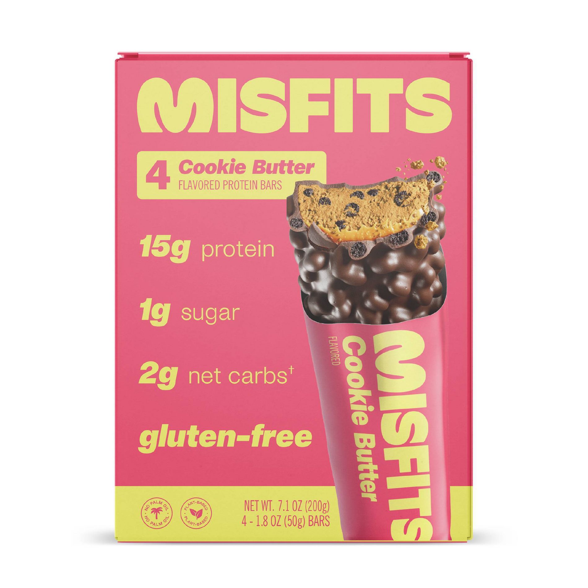 Misfits Health Plant Based Cookie Butter Protein Bars - 7.10oz/4pk