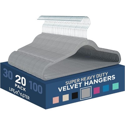 Gray Velvet Non-Slip Hangers with 360° Swivel Hook, 20 Pieces