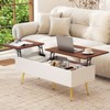Tangkula Lift Top Coffee Table w/ Split Top & 2 Hidden Compartments Tapered Metal Legs - 2 of 4