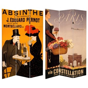 6" Double Sided Absinthe Canvas Room Divider Yellow/Black - Oriental Furniture: Vintage Graphic Art, No Assembly Required - 1 of 4