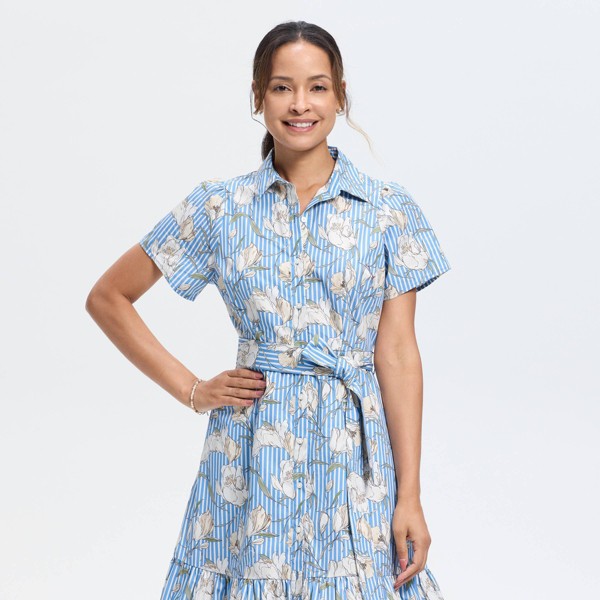 Vestido midi corte A con botones y manga corta - Universal Thread™ 3