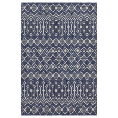 Outdoor Rugs for Living Rooms, Patios, Decks, Entryways, Camping, RV, Picnics, Three Sizes Available, Blue Lozenge Pattern