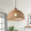 Dewdrop Boho Farmhouse Pendant Light Fixture Natural Rattan Woven Dome Chandelier - 2 of 4