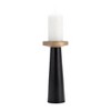Black Mango Wood & Iron Pillar Candle Holder - Rustic Modern Taper Candle Stand - Decorative Home Accent for Living Room, Bedroom, Office - 12" Black - 3 of 4