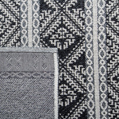 Augustine Black and Cream Geometric Flat Woven Area Rug