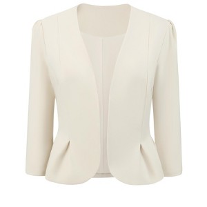 INSPIRE CHIC Women's Work Crop Open Front Collarless 3/4 Sleeve Peplum Blazer - 1 of 4