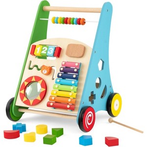 Safstar Baby Push Walker, Wooden Infant Walker Activity Center with Shape Sorter, Push Toys for Babies Learning to Walk, Gift for Boys and Girls - 1 of 4