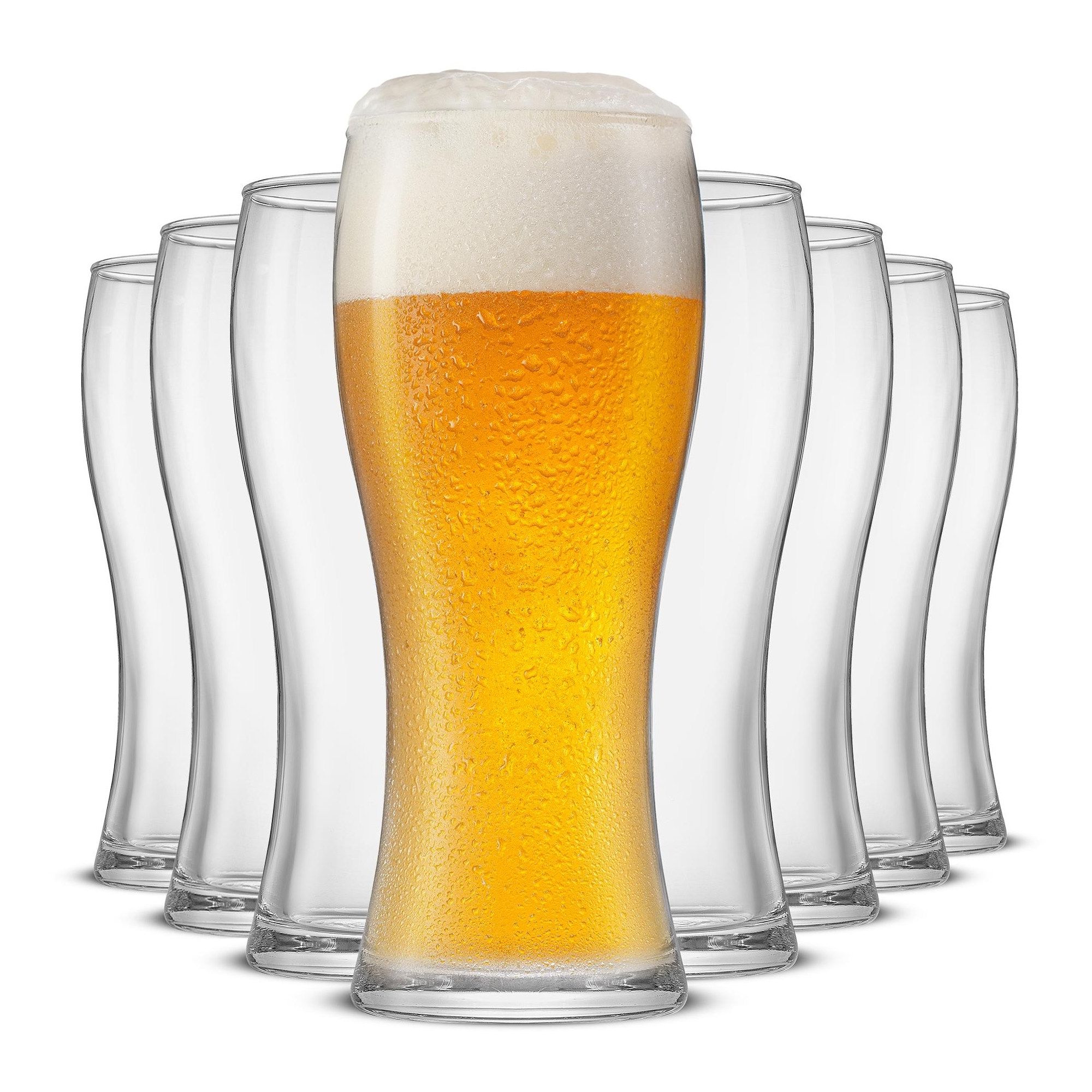 JoyJolt Callen Beer Glasses - Set of 8- Pint Glass Capacity Pilsner Beer Glass - 15.5oz