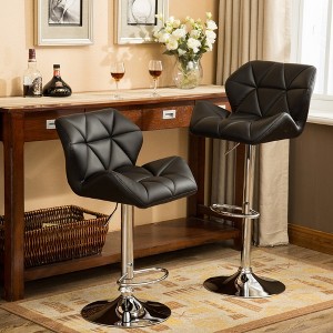 QingMoon Modern Tufted Bar Stools Set of 2, Adjustable Height Hydraulic Counter Height Chairs with footrest for Kitchens Island - 1 of 4