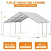 EROMMY 20x20 Heavy Duty Carports, Waterproof & UV Protected Garage Top Tarp Shelter Cover, Outdoor Portable Garage For Car - 4 of 4
