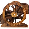 Okak Raised Garden Bed with Wood Wagon Shape, Decorative Outdoor Planter with 2 Boxes and Wheels, Planter Box for Backyard, Garden, Patio, Brown - 2 of 4