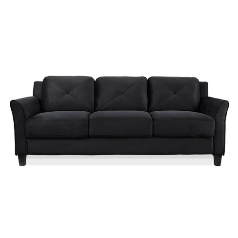 Black microfiber store couch