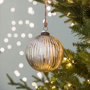 NAYSAYE Party Decoration and Accessories Glass Christmas Ball Ornaments Set of 4 for Christmas Tree Decorations, Silver, 6"*6.4"*0.2" - 1 of 4