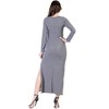 Womens Boat Neck Long Sleeve Side Slit Fitted A-Line Maxi Dress - 24seven Comfort Apparel™ - 3 of 4