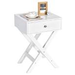 Costway Side Nightstand with Drawer x Shaped Structure Accent Sofa End Table White\Black