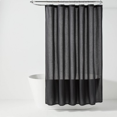 Fabric Herringbone Shower Curtain Black - Room Essentials™