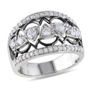 EVERLY JEWELRY |Sterling Silver 1 1/5 CT TGW White Cubic Zirconia Fashion Ring Black Rhodium Plated - 1 of 1