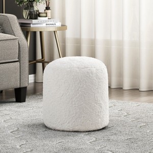 Vynxaria Cylindrical Chenille Pouf ¨C Modern Ottoman & Versatile Footstool - 1 of 3