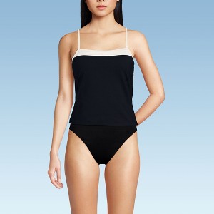 Lands' End Women's Chlorine Resistant Reversible Scoop Neck Tie Back Tankini Swimsuit Top - 1 of 4