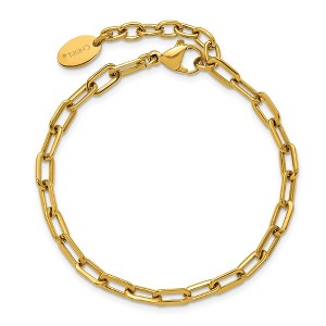 Chisel Stainless Steel Yellow IP-plated 6.5" Plus a 1.5" Ext. Paperclip Chain Link Bracelet - 1 of 4
