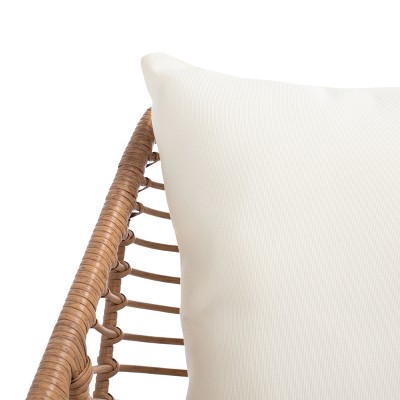 Natural Rattan and Beige Cushion 3-Piece Patio Lounge Set