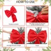 Short Ribbon Bow Decor Set (1+24pcs) – Dyed Satin/Cotton/Wire, Tree Top + Branch Bows for Christmas Tree - 4 of 4